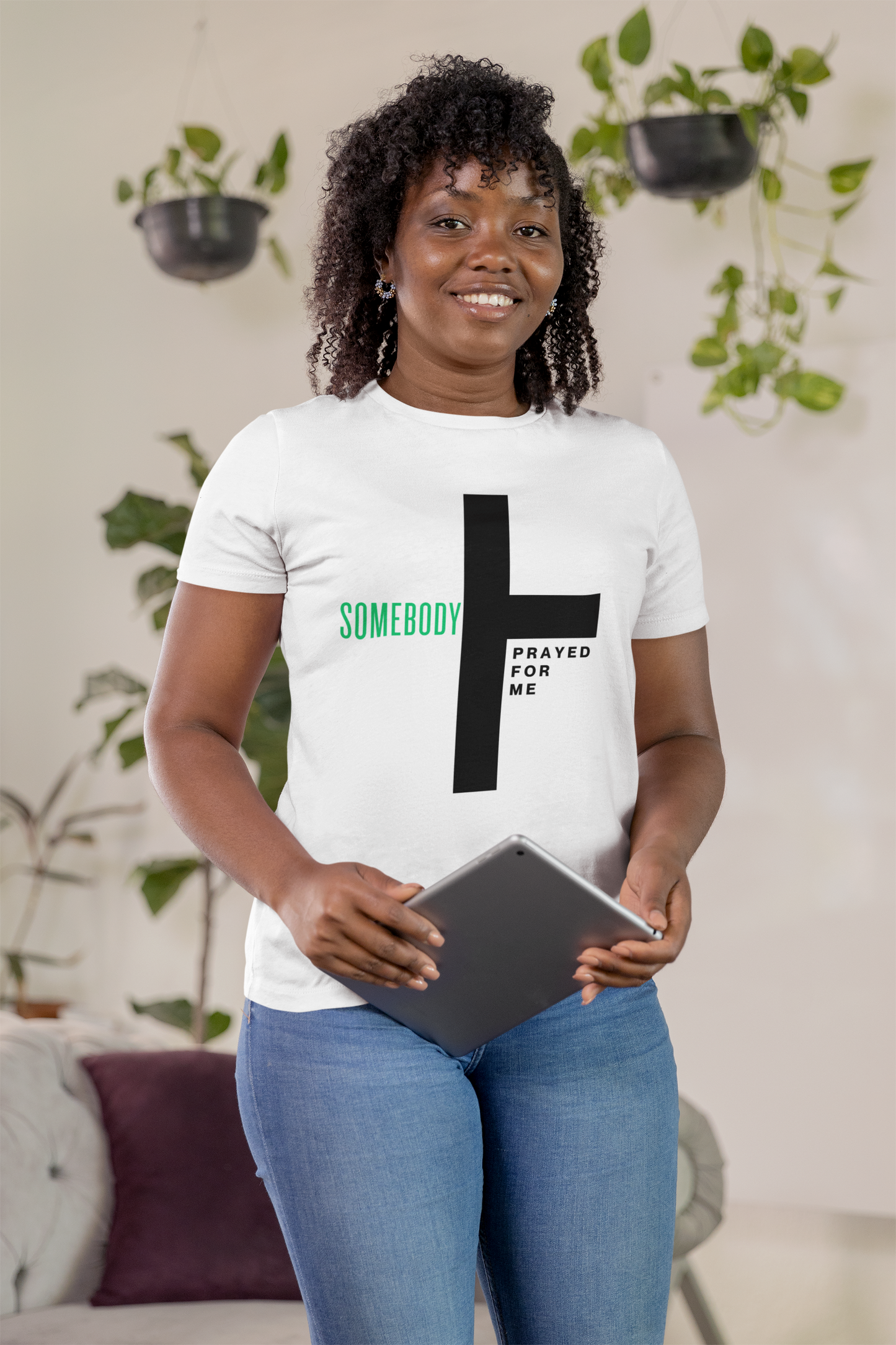 Positive short sleeve t-shirt "Somebody Prayed for Me" Women's shirt